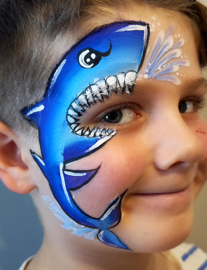 Shark Facepaint Design for under the sea themed party