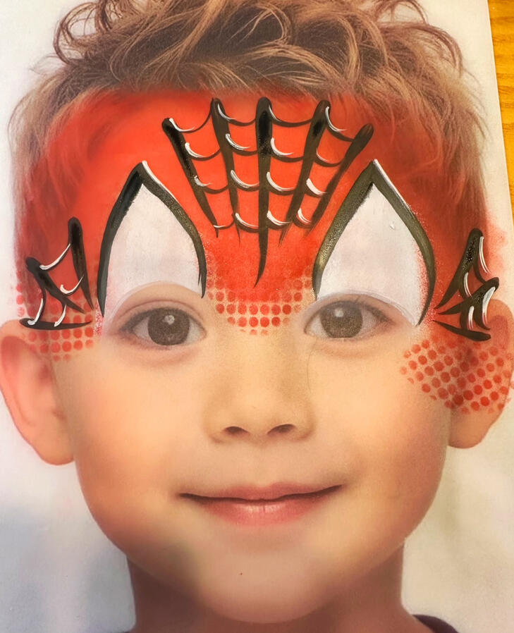 Spiderman face painting for young super heros