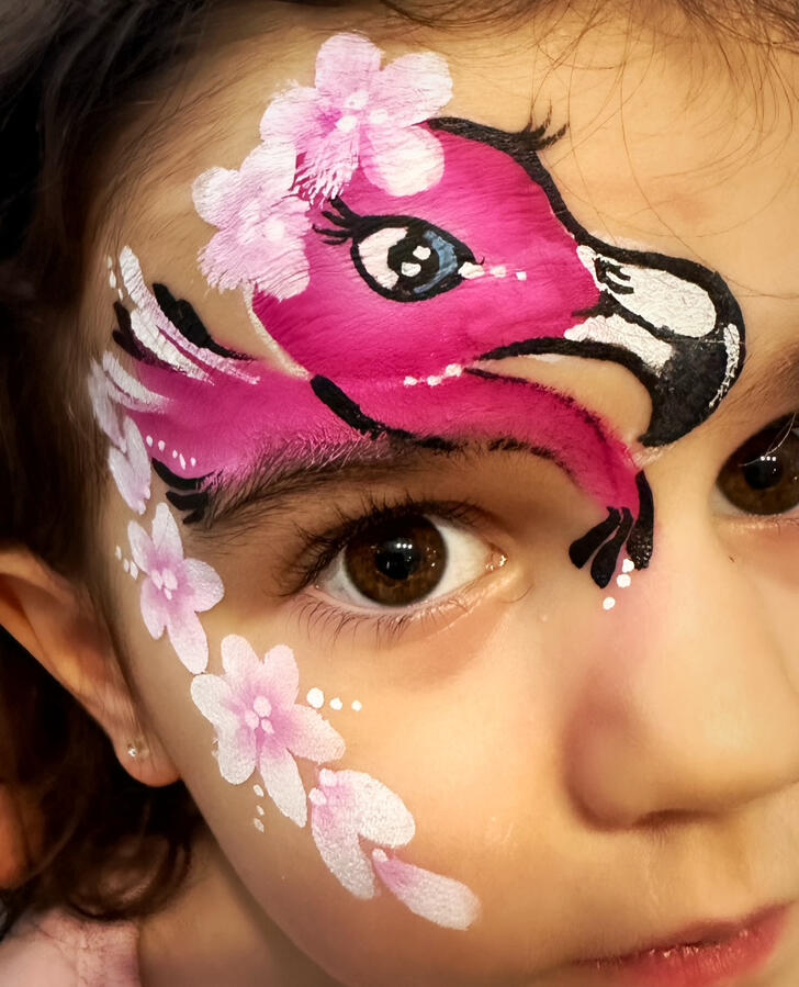 Face paint design for flamingo themed party